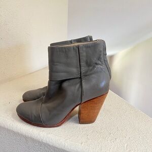 rag & bone Newbury Gray Leather thick Heeled Boots booties‎ Fall winter shoes 7